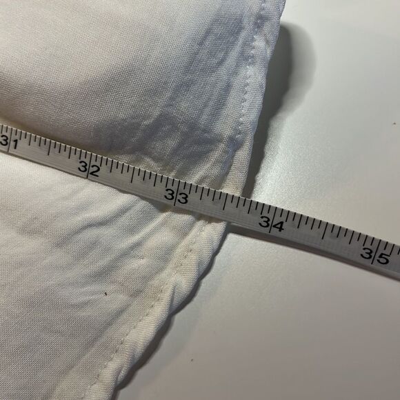 BLUE Rain white dress with crocheted stitching and fabric covered buttons size L - Picture 13 of 13